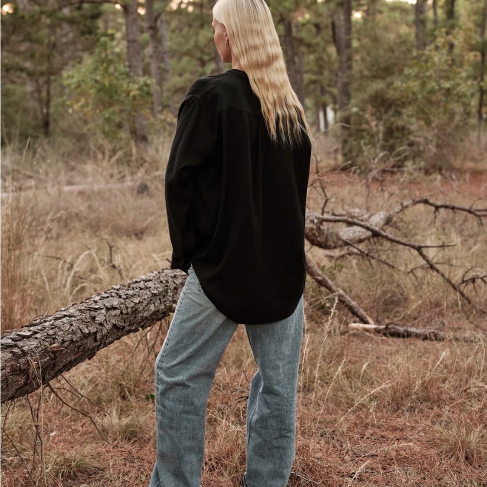 Mamene Black Henley Pullover Shirt In Wool - Picture 3 of 3
